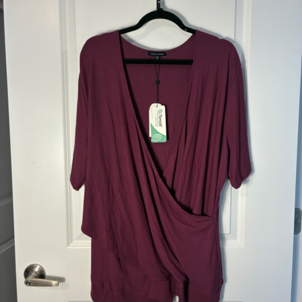 Universal Standard Faux Wrap Top Size XL (3X) Plum Purple Jam Ribbed